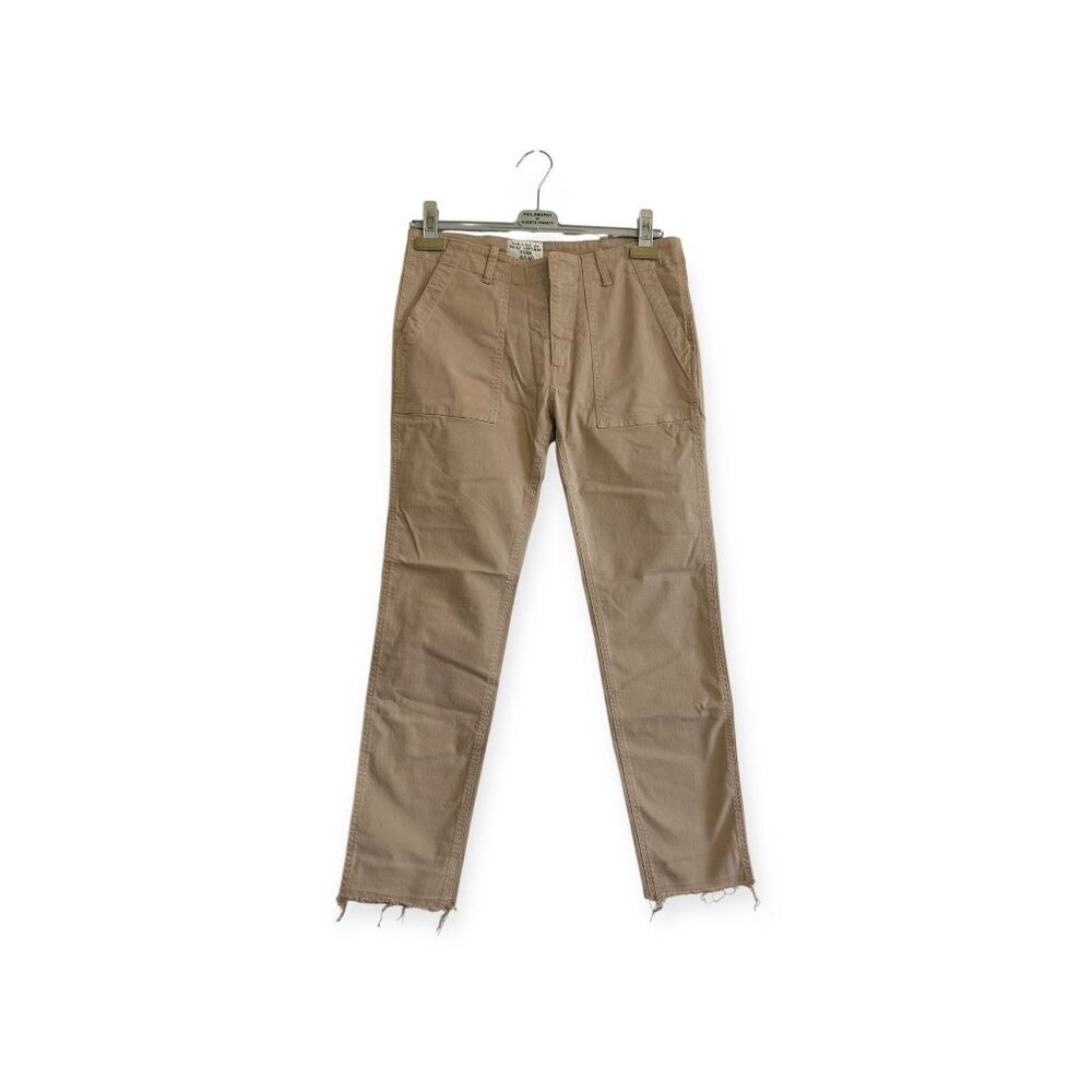 Nili Lotan Jenna Cropped Raw-Edge Pants, Beige/Khaki, Size 4, New with tag